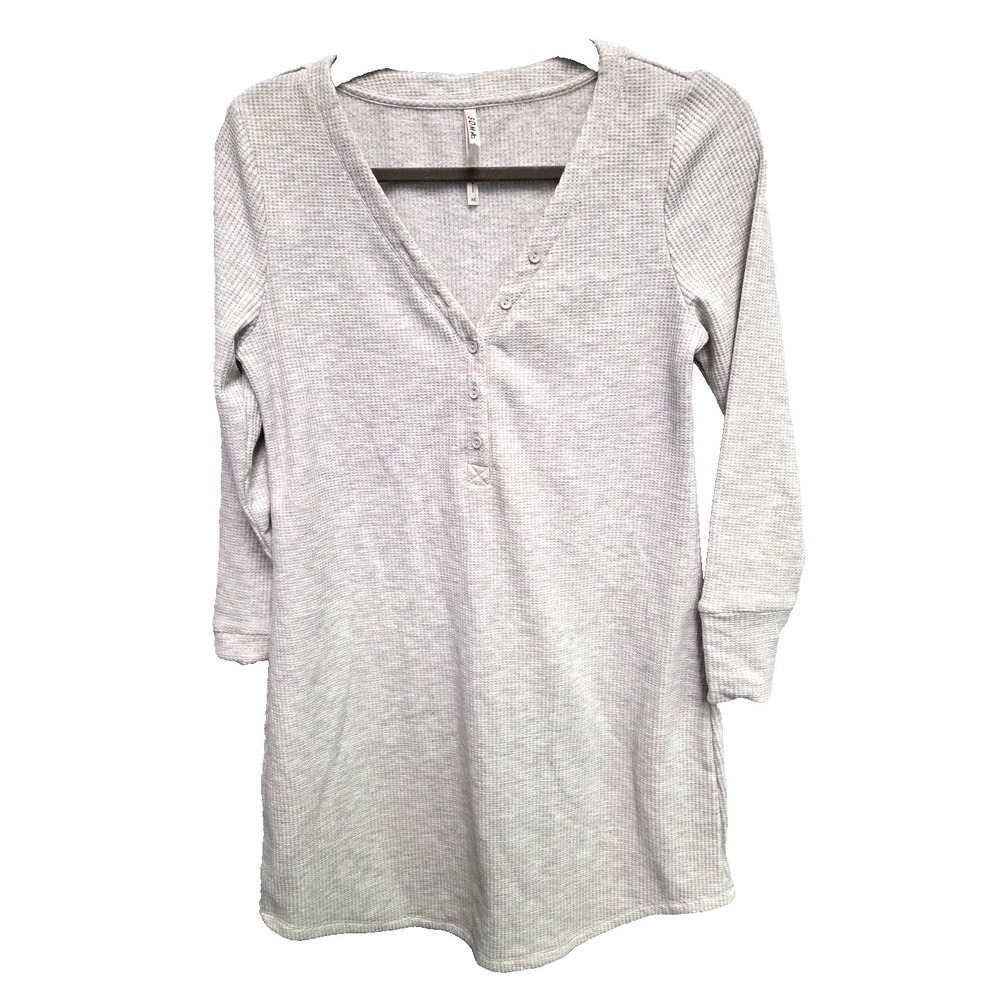 Soma Sleepshirt Womens‎ Waffle knit Gray Nightgown Stretch Comfort PJs Sz XS